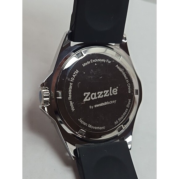 Zazzle Ewatchfactory Diver Quartz Watch New Battery 10 ATM Rubber Band Call Sign - Picture 10 of 10